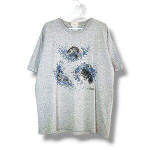 Vintage 90s Fish Nature Graphic Shirt Gray Size XL
